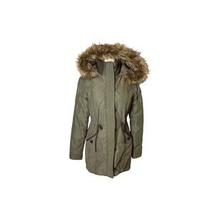 Vintage Abercrombie Fitch Jacket Women's S Green Parka Fur Hood Long Y2K